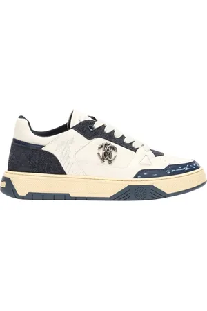 Roberto Cavalli Schoenen, Heren, Veelkleurig, 46 EU, Suède, Kleur-blok Slang Monogram Sneakers