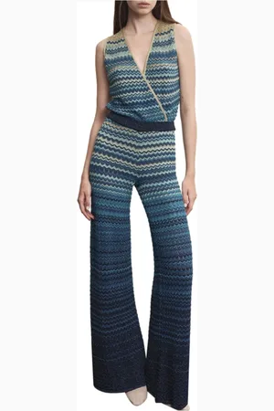 AKEP Jumpsuits & Playsuits, Dames, Veelkleurig, XS, Kleurrijke Gekruiste Jumpsuit met Ruche