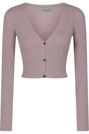 Courrèges Truien, Dames, Roze, M, Katoen, Solar Light Rib Cardigan Sweaters