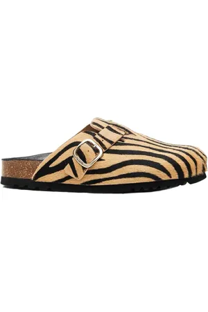 Scholl Schoenen, Dames, Bruin, 41 EU, Dierenprint Klomp met Verstelbare Gesp