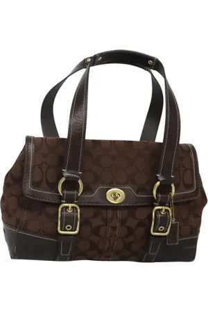 Coach Pre-owned, Dames, Bruin, ONE Size, Tweedehands Canvas handtassen
