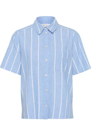 Part Two Blouses & Shirts, Dames, Blauw, 2Xl, Blauw en wit gestreept overhemd