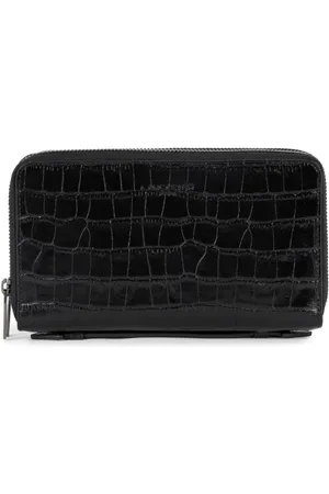 Lancaster Accessoires, Dames, Zwart, ONE Size, Leer, Croco Leren Portemonnee & Kaarthouder