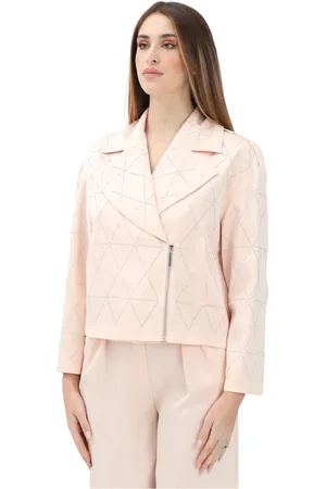 SIMONA CORSELLINI Jassen, Dames, , XS, Polyester, Hedendaagse Roze Motorjas