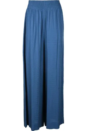 Attic and Barn Broeken, Dames, Blauw, S, Wijde pijp viscose broek met zakken