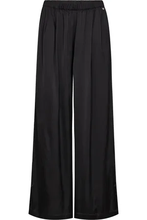 Mos Mosh Broeken, Dames, Zwart, XL, Satijn, Elegante Satijnen Pantalon Zwart