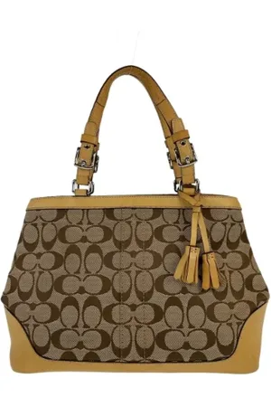 Coach Pre-owned, Dames, Bruin, ONE Size, Tweedehands Canvas handtassen