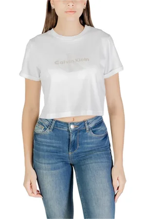 Calvin Klein Tops, Dames, Wit, S, Katoen, Wit Katoenen Top voor Vrouwen