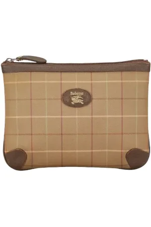 Burberry Pre-owned, Dames, , ONE Size, Leer, Pre-owned Canvas pouches