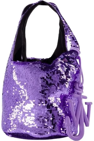 J.W.Anderson Tassen, Dames, Paars, ONE Size, Leer, Sequin Crossbodytas met Gewatteerd Lamsleer