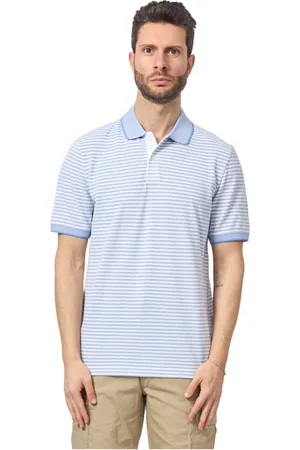 Bugatti Tops, Heren, Blauw, 2Xl, Katoen, Lichtblauw Gestreept Poloshirt