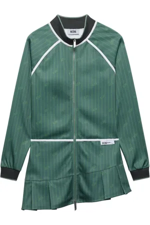 GCDS Kleedjes, Dames, Groen, S, Polyester, Groene Asymmetrische Mini Jurk met Rits