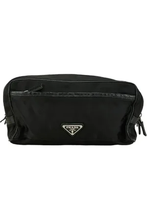 Prada Pre-owned, Dames, Zwart, ONE Size, Leer, Pre-owned Canvas clutches