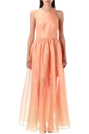 ZIMMERMANN Kleedjes, Dames, Roze, S, Linnen, Elegante Illuminate Racer Maxi Jurk