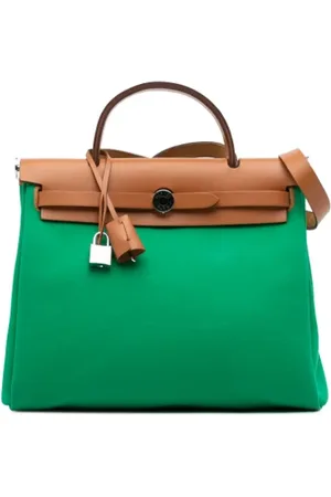 Hermès Pre-owned, Dames, Groen, ONE Size, Leer, Tweedehands Canvas handtassen