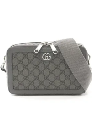 Gucci Pre-owned, Heren, Grijs, ONE Size, Leer, Pre-owned Canvas crossbody-bags