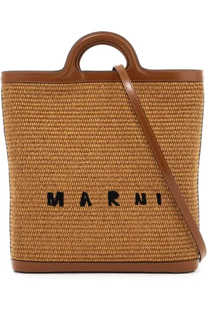 Marni Tassen, Dames, Bruin, ONE Size, Tropicalia Geborduurde Handtas