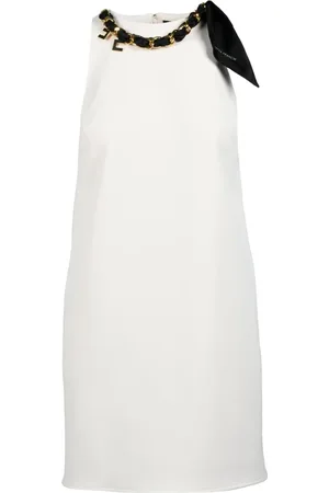 Elisabetta Franchi Kleedjes, Dames, Wit, S, Polyester, Elegante Tube Jurk met Ritssluiting