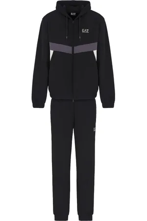EA7 Sport, Heren, Zwart, M, Katoen, Zwart Sportief Trainingspak Set
