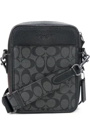 Coach Pre-owned, Heren, Grijs, ONE Size, Leer, Pre-owned Canvas crossbody-bags