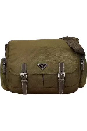 Prada Pre-owned, Dames, Groen, ONE Size, Leer, Pre-owned Canvas crossbody-bags