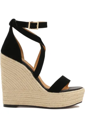 Kazar Schoenen, Dames, Zwart, 37 EU, Suède, Suède sandalen op anker met jute koord