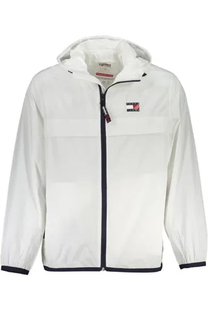 Tommy Hilfiger Jassen, Heren, Wit, L, Nylon, Stijlvolle Waterdichte Hooded Sportjas