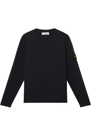 Stone Island Sweatshirts & Hoodies, Heren, Blauw, M, Katoen, Zwarte Crewneck Gebreide Trui