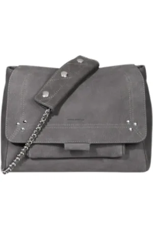 JÉRÔME DREYFUSS Tassen, Dames, Grijs, ONE Size, Leer, Moderne leren schoudertas