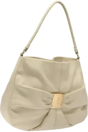 Salvatore Ferragamo Pre-owned, Dames, Wit, ONE Size, Leer, Tweedehands leren handtassen