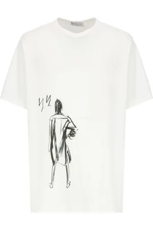 YOHJI YAMAMOTO Tops, Heren, Wit, M, Katoen, Heren Wit T-shirt met Print