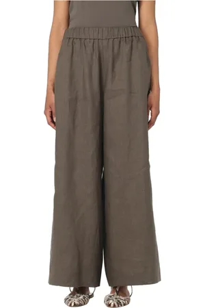 Max Mara Broeken, Dames, Groen, S, Linnen, Straight Minnie Broek