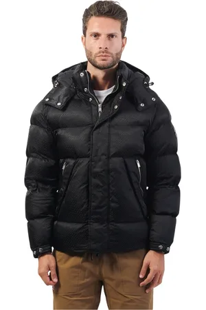 HUGO BOSS Jassen, Heren, Zwart, L, Waterafstotende gewatteerde jas met jacquardpatroon