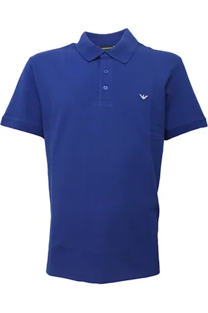 Emporio Armani Tops, Heren, Blauw, M, Katoen, Katoenen Polo Shirt met knoopkraag