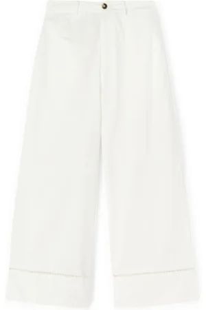 Motivi Broeken, Dames, Wit, M, Katoen, Wijde broek met uitsnijddetail