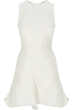 Msgm Kleedjes, Dames, Wit, S, Katoen, Witte Katoenen Jurk Mouwloos Ronde Hals