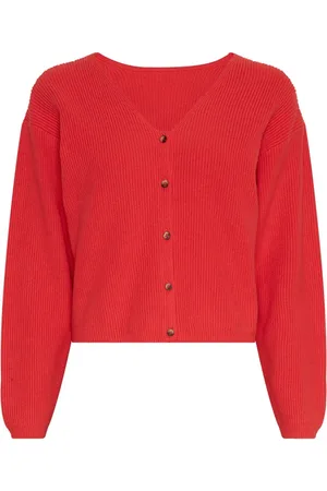 Moss Copenhagen Truien, Dames, Rood, S/M, Katoen, Klaka Cardigan 18963 - Stijlvolle Jas