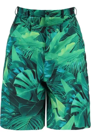 Comme des Garçons Korte broeken, Heren, Groen, M, Jungle Print Bermuda Shorts