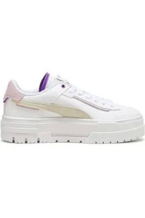 PUMA Schoenen, Dames, Wit, 40 EU, Nylon, Crashed Mayze Sneakers met Unieke Esthetiek