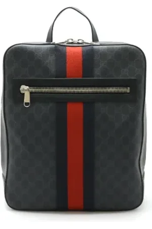 Gucci Pre-owned, Heren, Grijs, ONE Size, Leer, Pre-owned Canvas backpacks