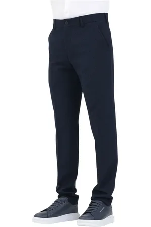 SELECTED Broeken, Heren, Blauw, 3Xl, Blauwe Seersucker Slim Fit Broek