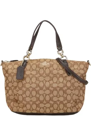 Coach Pre-owned, Dames, Bruin, ONE Size, Leer, Tweedehands Canvas handtassen