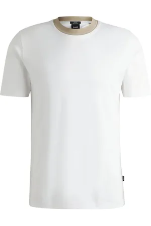 HUGO BOSS Tops, Heren, Wit, L, Katoen, Witte Slim Fit Katoenen T-shirt