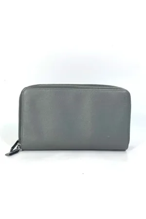 Prada Pre-owned, Dames, Grijs, ONE Size, Leer, Tweedehands leren portemonnees