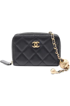 CHANEL Pre-owned, Dames, Zwart, ONE Size, Leer, Tweedehands leren portemonnees
