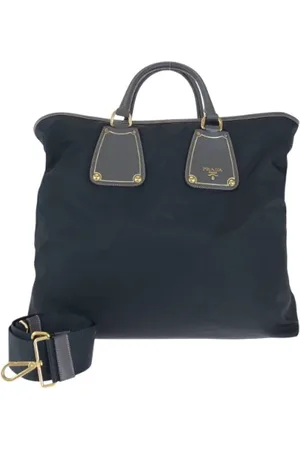 Prada Pre-owned, Heren, Zwart, ONE Size, Leer, Pre-owned Canvas totes