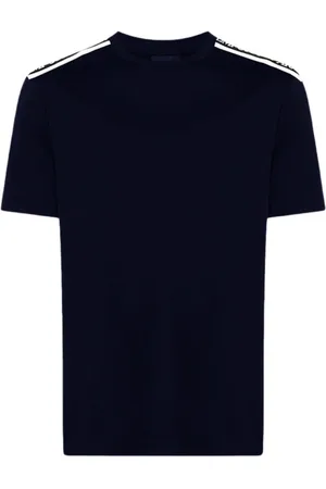 Emporio Armani Tops, Heren, Blauw, XL, Katoen, Katoenen T-shirt met Voorkant Logo