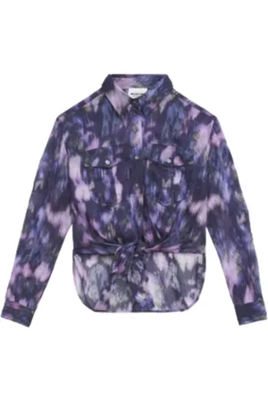 Isabel Marant Blouses & Shirts, Dames, Paars, S, Katoen, Bohemian Katoen Voile Strik Shirt