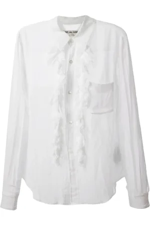 Comme des Garçons Blouses & Shirts, Dames, Wit, M, Katoen, Witte Ruche Blouse Shirt