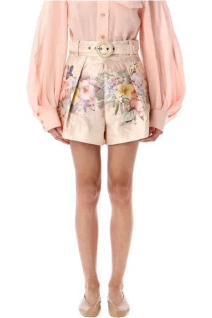ZIMMERMANN Korte broeken, Dames, Veelkleurig, M, Katoen, Tropische Ivoor Bermuda Shorts